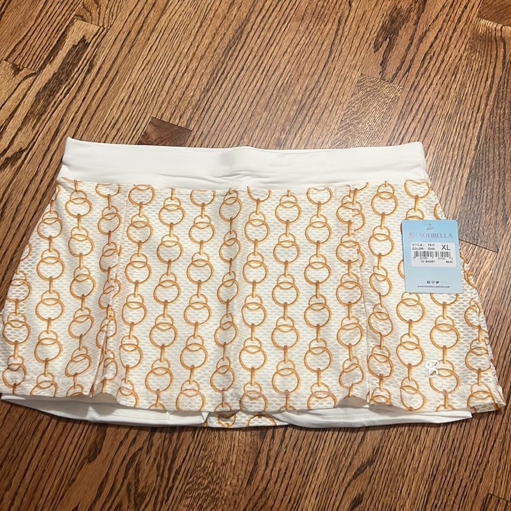 NEW Sofibella‎ | Air Flow Chain White Skort White Gold 13” Sz XL